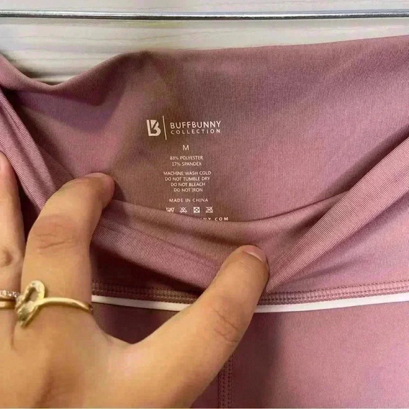 BUFFBUNNY COLLECTION Womens Pink Wide Waistband Mid Rise Nirvana Leggings Sz M - Picture 4 of 6